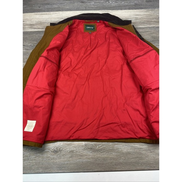 ORVIS Heritage Field Coat Men XXL Waxed Jacket Brown Corduroy Collar Line Rare - Picture 3 of 15